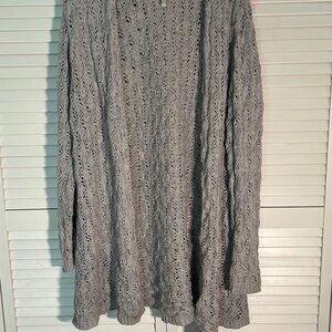 Long Grey Woven Cardigan by Leo & Nicole